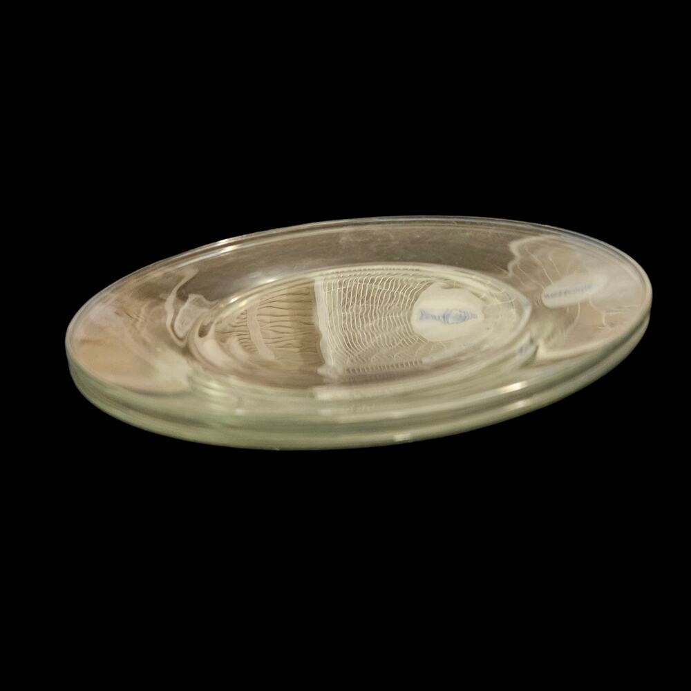 Vintage Clear Glass Dinner Plates Set of 2 Textured Center 10.25" Round